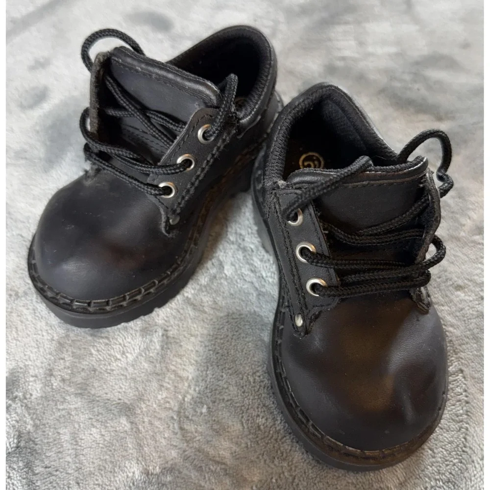 Circo Shoes Toddler Size 5.5 Black Oxford Lace Up Lug Sole Judson‎ Faux Leather